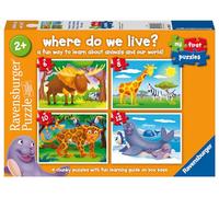 Ravensburger Where do we Live Mon Premier Puzzle pour Enfants de 2 Ans et Plus (2, 3, 4 et 5 pièces). Jouets éducatifs Parfaits pour Les Tout-Petits, 3058, 14,8 x 21 x 0,2 cm