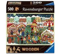 Ravensburger Wooden Puzzle 12001539 - Market de Noël - Puzzle en Bois de 500 pièces avec pièces de Puzzle Individuelles Stables et 40 Petits Whmsies de Noël - À partir de 14 Ans