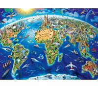 Ravensburger World Landmarks Map 200 Piece Jigsaw Puzzle for Kids Age 8 Years Up