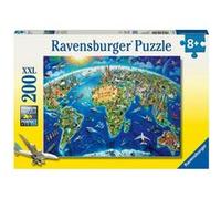 Ravensburger World Landmarks Map 200 Piece Jigsaw Puzzle for Kids Age 8 Years Up