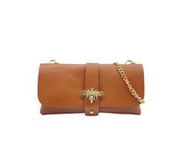 RAVENSUITCASE Sac à bandoulière Mini sac en Cuir Véritable Dollar avec Fermeture Imà, Chaîne en Métal Extraible Made In Italy Vera Pelle, Camel