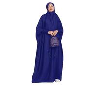 Ravent Robe longue musulmane une pièce pour femme, Abaya islamique avec hijab, robe Moyen-Orient, Turquie, Dubaï, bleu foncé, taille unique