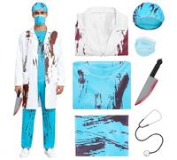 Raveparty Costume de médecin pour homme, costume d'Halloween, zombie médecin pour homme, costume de médecin, horreur chirurgien, pour Halloween, carnaval