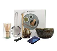 Raveparty Ensemble d'accessoires pour le matcha - Balai - Bol à matcha avec bec verseur - Set à thé pour petit-déjeuner / latte - Cadeau pour les amateurs de matcha, fouet et bol à matcha avec tous