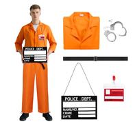 Raveparty Orange Deguisement Prisonnier Homme, costume prisonnier, Halloween Carnaval Uniforme De Prison Prisoner Costume (style B, S)