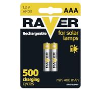 Raver by EMOS - Lot de 2 Micro Piles solaires AAA Rechargeables pour Lampes solaires - NiMH - 1,2 V, HR03, 400 mAh - Température de Fonctionnement : de -20 °C à +50 °C - 500 Cycles de Charge Min