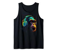 Raver Turntable Electro DJ Techno Singe avec casque Débardeur