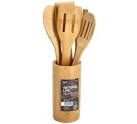 Ravi Lot de 5 ustensiles en Bambou + Support, Lot de 6 pièces, Multicolore, Taille Unique