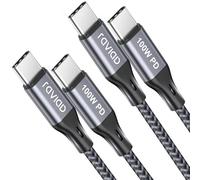 RAVIAD 100W Câble USB C vers USB C [3M/Lot de 2], Câble USB Type C Charge Rapide PD 5A/20V Câble USB C avec Puce E-Mark pour iPhone 15, Samsung Galaxy S23/S22/S21, MacBook, Air, Tablette, Huawei