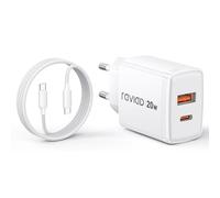 RAVIAD 20W Chargeur USB C Charge Rapide, Chargeur Rapide à USB A et C, Chargeur iPhone avec Câble USB C 1M pour iPhone 17 16 15 Pro Max, Samsung Galaxy S25 S24 S23 Ultra, iPad Pro, Macbook