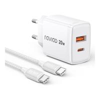 RAVIAD 20W Chargeur USB C Charge Rapide, Chargeur Rapide à USBA et C, Chargeur iPhone avec Câble USB C 3M pour iPhone 16 15 Pro Max, Samsung Galaxy S25 S24 S23 Ultra S22, iPad Pro, Macbook