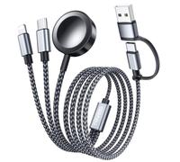 RAVIAD Câble 3 en 2 pour Chargeur Apple Watch, USB C et Lightning - 1.2M