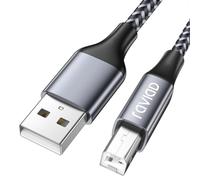 RAVIAD Câble d'imprimante, câble scanner [3 M] USB 2.0 type B Câble USB A vers USB B pour imprimante PC Printer Cable compatible avec HP, Dell, Canon, Epson, Lexmark, Xerox, Brother, Samsung - Gris