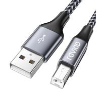 RAVIAD Câble Imprimante [2M] USB 2.0 A Mâle vers B Mâle Pour Scanner Cordon Nylon USB Type B Compatible avec HP, Canon, Epson, Lexmark, Brother, Hero, Dell, Samsung - Gris