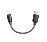 RAVIAD Câble iphone Court 15CM Chargeur iPhone, [Certifié MFi] Nylon Cable Lightning Charge Rapide Compatible avec iPhone 14 13 12 11 Pro Max Mini XR XS X 8 7 6 Plus 6s 6 SE 5 5s 5c - Noir