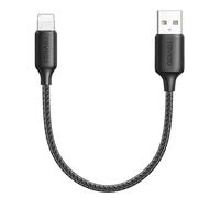 RAVIAD Câble iPhone Court 30CM Chargeur iPhone, [Certifié MFi] Nylon Cable Lightning Charge Rapide Compatible avec iPhone 14 13 12 11 Pro Max Mini XR XS X 8 7 6 Plus 6s 6 SE 5 5s 5c - Noir