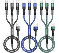 RAVIAD Câble Multi USB, 3 en 1 Câble Universel [2M, Lot de 3] Multi USB Câble de Chargement en Nylon avec Micro USB Type C Lightning Câble pour iPhone, Galaxy S25 S24 S23, Huawei, Honor