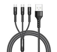 RAVIAD Câble Multi USB, 3 en 1 Câble Universel [2M] Multi USB Câble de Chargement en Nylon avec Micro USB Type C Lightning Câble pour iPhone, Samsung Galaxy, Huawei, Honor- Noir