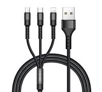 RAVIAD Câble Multi USB, 3 en 1 Multi Chargeur USB Câble en Nylon Tressé avec Micro USB Type C Connecteurs pour Samsung Galaxy S24/S23/S22/S21,Huawei p30/P20,Honor,OnePlus,Wiko,Kindle-2M (Noir)