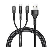 RAVIAD Câble Multi USB, 3 en 1 Multi Chargeur USB Câble en Nylon Tressé avec Micro USB Type C Connecteurs pour Samsung Galaxy S23/S22/S21,Huawei p30/P20,Honor,OnePlus,Wiko,Kindle 1.2M (Noir)