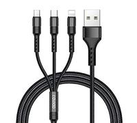RAVIAD Câble Multi USB, 3 en 1 Multi Chargeur USB Câble Long en Nylon Tressé avec Micro USB Type C Connecteurs pour iPhone, Galaxy S25/S24/S23, Huawei P40/P30,Honor, Kindle -3M (Noir)