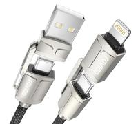 RAVIAD Câble Multi USB, 4 en 1 Câble Universel [1M] Multi USB Câble de Chargement en Nylon avec USB C/USB A vers Lightning, USB C/USB A vers USBC pour iPhone, Samsung Galaxy, Huawei, Honor, OnePlus