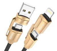 RAVIAD Câble Multi USB, 4 en 1 Câble Universel [2M] Multi USB Câble de Chargement en Nylon avec USB C/USB A vers Lightning, USBC/USBA vers USBC pour iPhone, Galaxy, Huawei, Honor