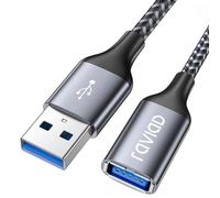 RAVIAD Câble Rallonge USB 3.0 2M, Câble Extension USB 3.0 Mâle A vers Femelle A 5Gbps Nylon Tressé Compatible pour Clé USB, Hub USB, Disque Dur Externe, Clavier, Imprimante, Webcam -Gris