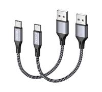 RAVIAD Câble USB C [15CM/Lot de 2], Cable Chargeur USB C Charge Rapide 3A Cable USB Type C Nylon Tressé pour iPhone 17 16, Samsung Galaxy S25 S24 S23 S22, Huawei P60 P50, Redmi Note-Gris