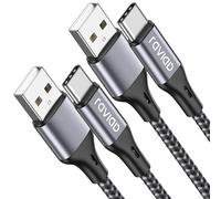 RAVIAD Câble USB C [1M/Lot de 2 ], Cable Chargeur USB C Charge Rapide 3A Cable USB Type C Nylon Tressé pour iPhone 17 16 15, Samsung Galaxy S25 S24 S23 A51 A50 A20e, Huawei P40 P30, Redmi Note-Gris