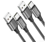 RAVIAD Câble USB C [2M, Lot de 2], Câble USB C Charge Rapide Nylon Tressé Câble Type C 3A Chargeur pour iPhone 17 16 15, Samsung Galaxy S24 S23 S22 S21 S20 S10 S9 S8 A51, Huawei P40 P30, Redmi Note 10