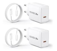 RAVIAD Chargeur USB C Rapide pour iPhone 17 16 15, 20W Prise Adaptateur | USB C Chargeur Rapide vec Câble USB C 1M, Chargeur pour 17 16 15 Pro, Samsung Galaxy S25 S24 S23, iPad Pro, Macbook- 2Pack