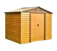 Ravigarden Abri de Jardin Métal Imitation Bois 4.03 m² | Acier Galvanisé | Dimensions intérieures 180 x 224 x 177 cm | 2 Portes Coulissantes | Style Naturel | Plancher Non Inclus