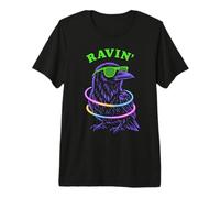 Ravin Raven EDM Techno Party Raver psychédélique Halloween T-Shirt Haut de Gamme