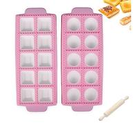 Ravioli Plaque Plastique Ravioli Moule Plaque à Raviolis Moules boulette Pie Ravioli Moule Moule à Ravioli avec pour raviolis carrés 2 pièces pâtes Moule et Pâte Pression Accessoires (Rond et Carré)