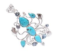 Ravishing Impressions Arizona Collier avec pendentif en argent sterling 925 et topaze bleue turquoise et topaze bleue