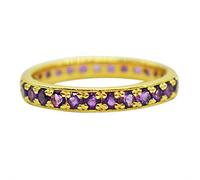 Ravishing Impressions Bague d'éternité en pierres précieuses naturelles plaqué or jaune 925 pour mariage, promesse et fiançailles, V 1/2, Pierre précieuse., Améthyste