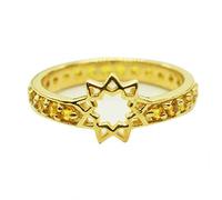 Ravishing Impressions Bague empilable pour femme avec pierre de naissance naturelle, plaqué or jaune, motif étoile J à X, Q 1/2, Pierre précieuse., Citrine