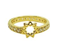 Ravishing Impressions Bague empilable pour femme avec pierre de naissance naturelle, plaqué or jaune, motif étoile J à X, O 1/2, Pierre précieuse., Quartz cristal