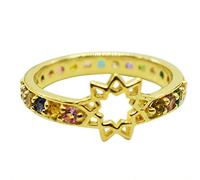 Ravishing Impressions Bague empilable pour femme avec pierre de naissance naturelle, plaqué or jaune, motif étoile J à X, M 1/2, Pierre précieuse., Pierre précieuse multiple.