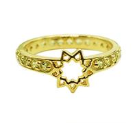 Ravishing Impressions Bague empilable pour femme avec pierre de naissance naturelle, plaqué or jaune, motif étoile J à X, N 1/2, Pierre précieuse., Péridot