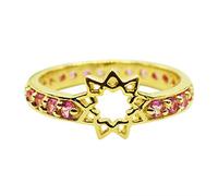 Ravishing Impressions Bague empilable pour femme avec pierre de naissance naturelle, plaqué or jaune, motif étoile J à X, M 1/2, Pierre précieuse., Saphir rose