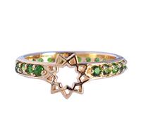 Ravishing Impressions Bague empilable pour femme avec pierre de naissance naturelle, plaqué or jaune, motif étoile J à X, T 1/2, Pierre précieuse., Chrome diopside