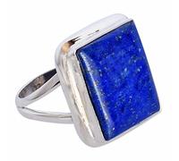 Ravishing Impressions Bague en argent 925 Lapis Lazuli 16 x 14 mm Cabochon rond bleu réglable Bijoux artisanaux Bijoux Boho Cadeau pour femme, L 1/2, Pierre précieuse, Lapis lazuli