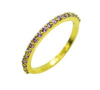 Ravishing Impressions Bague en argent 925 plaqué or jaune avec pierre précieuse naturelle de 1,5 mm, bande fine, cadeau minimum pour femme J à X, M 1/2, Pierre précieuse., Améthyste