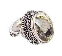 Ravishing Impressions Bague en argent sterling 925 massif améthyste verte avec pierres précieuses faites à la main, cadeau pour elle FSJ-849 Sz-P 1/2, pierre précieuse, améthyste verte
