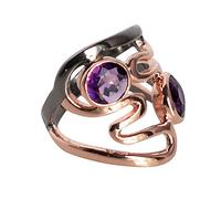 Ravishing Impressions Bague en argent sterling 925 massif avec améthyste plaquée or rose rhodié noir plaqué or rose beau bijou fait main cadeau d'anniversaire FSJ-622, métal, argent sterling 925
