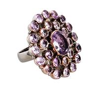 Ravishing Impressions Bague en argent sterling 925 massif avec améthyste plaquée or rose rhodié noir, magnifique cadeau fait main pour elle FSJ-633, Métal, pierre, argent sterling, argent sterling 925