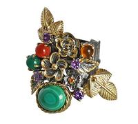 Ravishing Impressions Bague en argent sterling 925 plaqué rhodium noir rond malachite cornaline bague de promesse d'anniversaire pour femme, Pierre, Malachite cornaline verte onyx miel quartz