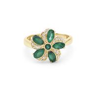 Ravishing Impressions Bague en forme de fleur d'émeraude naturelle, pierre de naissance du mois de mai, bague vintage faite à la main, bijou cadeau pour anniversaire de mariage, 57(18.1),P1/2, Pierre